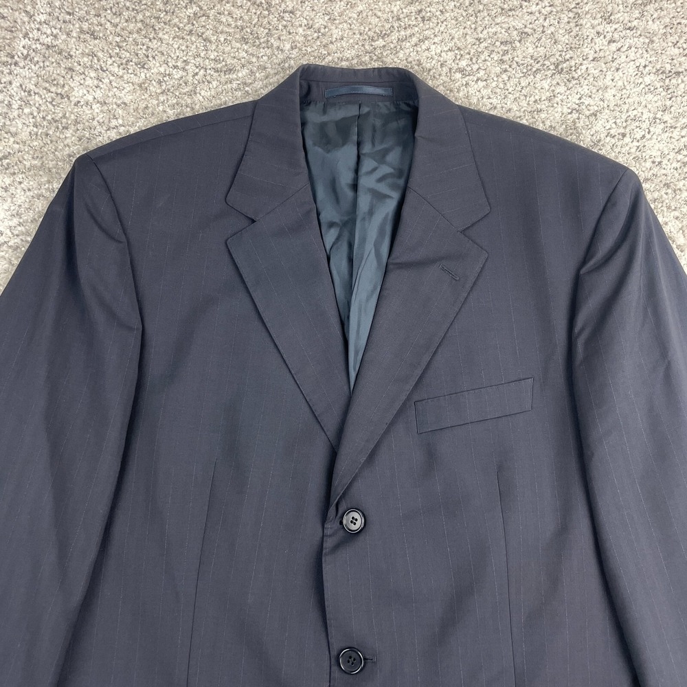 Hugo Boss Jacket 44R Angelico Lanificio Cerruti Wool Pinstripe Navy Blue Suit - Picture 4 of 15